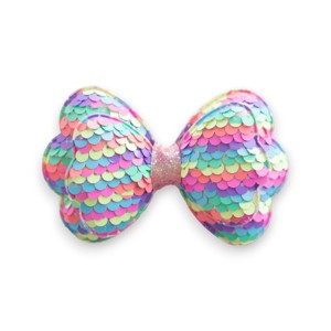 Summer Crystal - Sequin Glitter Stuffed Bow Hair Clip - 1 Pack - 1 of 4