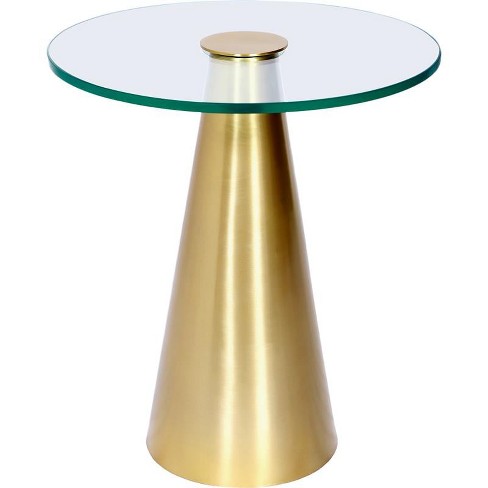 Glassimo Glass Top End Table with Brushed Gold Iron Base-Meridian Furniture - image 1 of 4