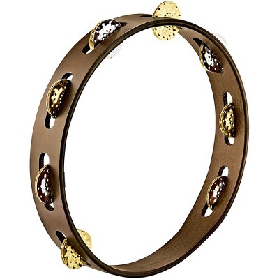 MEINL Vintage Wood Tambourine with Dual Alloy Jingles 10 in. Walnut Brown