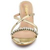 Allegra K Women's Crisscross Strap Rhinestone Block Heel Slide Sandals - 2 of 4