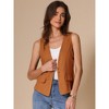 INSPIRE CHIC Women's Casual Linen Loose Faux Flap Pocket Lightweight Blazer Vest - 2 of 4