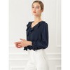 INSPIRE CHIC Women's Office Work Ruffle V Neck Long Sleeve Chiffon Peasant Blouse - 2 of 4