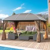 Outsunny Hardtop Gazebo  Pavilion with Curtains, Netting, Steel Roof, Aluminum Frame, and Ceiling Hook for Garden, Patio - image 2 of 4