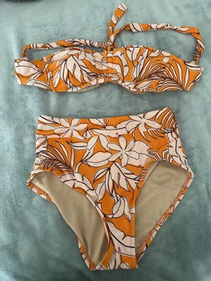 Women's Tropical Print Bralette Bikini Top - Kona Sol™ Orange XS