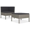 vidaXL 2 Piece Patio Lounge Set with Cushions Poly Rattan Gray - 2 of 4