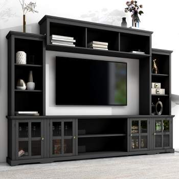 104" Minimalism Style Entertainment Wall Unit with Bridge, Modern TV Stand for TVs Up to 70" - ModernLuxe