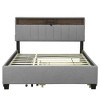 Okak Platform Bed Frame with Upholstered Storage Headboard  Bed with 2 drawers Sockets USB Ports Easy Assembly - 4 of 4