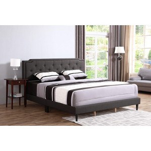 CAVINAS Full Size Modern Sleek Platform Bed Frame with High Upholstered Headboard,No Box Spring Needed - 1 of 4