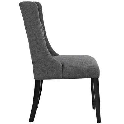 Gray Upholstered Wood Parsons Side Chair with Tufted Embellishment