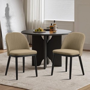 Wooden Dining Chairs Set of 2, Modern Fabric Upholstered Chair, with High Back and Deep Seat, Farmhouse Dinner Chair for Kitchen, Restaurant, Cafe - 1 of 4