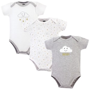 Hudson Baby Cotton Bodysuits 3pk, Gray Clouds - 1 of 1