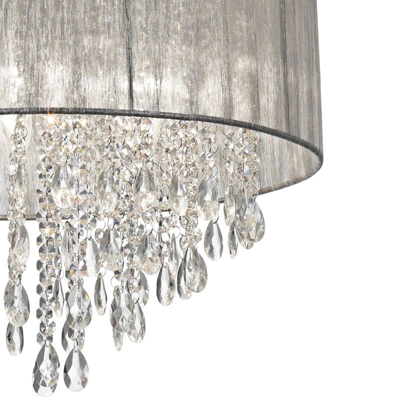 Possini Euro Design Jolie Chrome Chandelier Lighting 20" Wide Modern Crystal Silver Fabric Shade 7-Light Fixture for Dining Room House Kitchen Island, 3 of 10