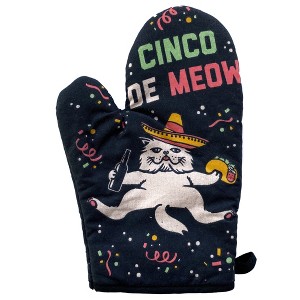 Cinco De Meow Oven Mitt Funny Taco Cat Mexican Cerveza Kitchen Glove - Crazy Dog Bakeware - 1 of 4