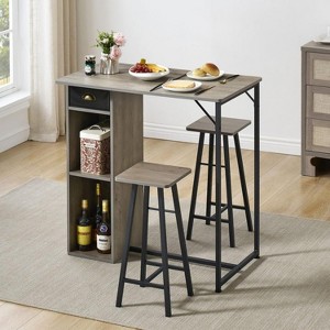 Nasitip 3-Piece Bar Table and Chairs Set with Storage Drawer and Shelf, Space-Saving Dining Table Set for Small Spaces - 1 of 4