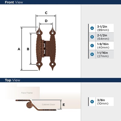 Antique Copper 3/8 Inch Offset Decorative Cabinet Hinges