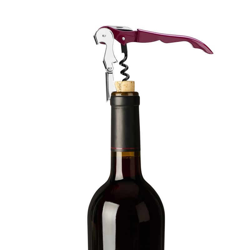 True TrueTap Double Hinged Waiter’s Corkscrew, Burgundy Wine Bottle Opener with Foil Cutter, Wine Key, 4 of 6
