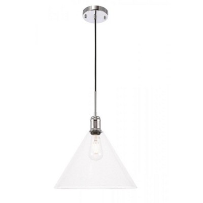 Elegant Lighting Hugh 1 light Chrome and Clear glass pendant