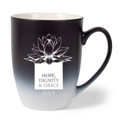 Elanze Designs Hope Dignity And Grace Two Toned Ombre Matte Black and White 12 ounce Ceramic Stoneware Coffee Cup Mug