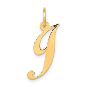 Black Bow Jewelry 14k Yellow Gold, Ella Collection Medium Fancy Script Initial J Pendant - 1 of 4