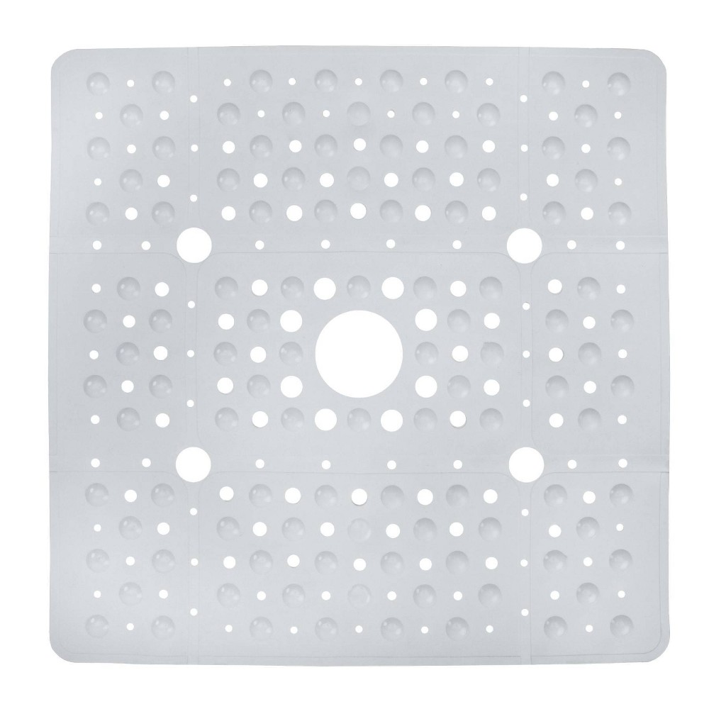 Photos - Bath Mat XL Non-Slip Square Shower Mat with Center Drain Hole Solid White - Slipx S