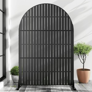 MAYEERTY Room Divider Screen Vertical Fence Black Arch Galvanized Sheet 72x47x16in 3-Piece Set 3-Piece Set - 1 of 4