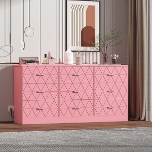 Whizmax 9 Drawer Wooden Dresser for Bedroom With Power Outlet, 63'' Large Dresser With Wide Drawers, Modern Chest of Drawer for Living Room, Bedroom - 1 of 4