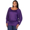24seven Comfort Apparel Plus Size Round Neck Long Blouson Sleeve Banded Bottom Top - 2 of 4