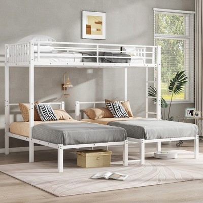 Lycvki Metal Triple Bunk Bed with Safety Guardrails, Noise Reduced