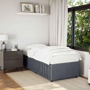 vidaXL Twin XL Bed Frame/Upholstered Bedstead - Modern Velvet Mattress Base in Dark Gray - 1 of 4