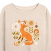 Women's - Instant Message - Autumn Fox & Flowers Lightweight French Terry Wide Neck Long Sleeve Shirt - 2 of 4