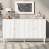 58.1"W Elegant Sideboard with Adjustable Shelves and Sleek Metal Handles, 4-Door Storage Cabinet with Wavy Pattern Doors - ModernLuxe - 2 of 4