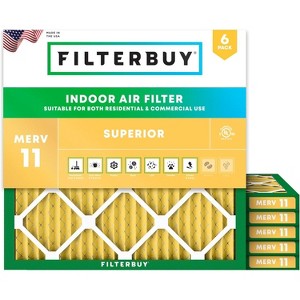 Filterbuy 22x22x1 Air Filter (6-Pack), Pleated MERV 11 Allergen Defense Replacement HVAC AC Furnace Filters (Actual Size: 21.50 x 21.50 x 0.75) - 1 of 4