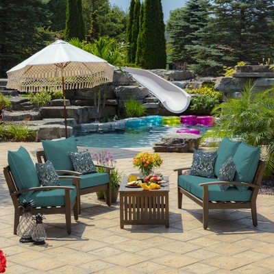 Sapphire Aurora Blue Damask Outdoor Toss Pillow Set, 16 x 16
