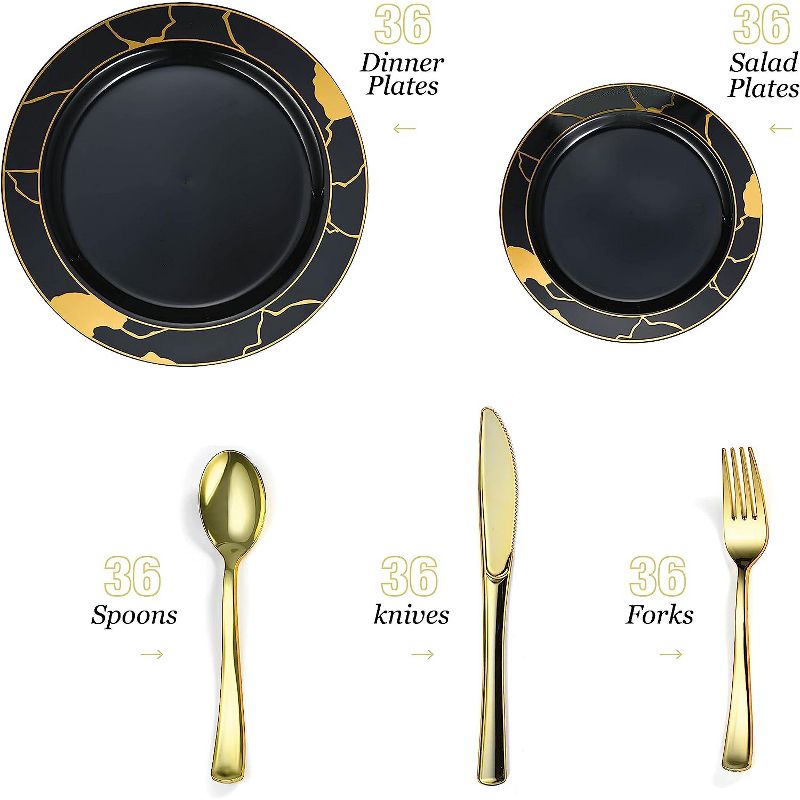 Chateau Fine Tableware 180-Piece White & Gold Plates Dinnerware Set, 2 of 7