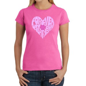 LA Pop Art Forever In Our Hearts - Women's Word Art T-Shirt - 1 of 4
