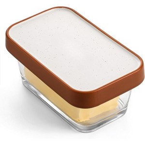 6.5" Large Ceramic Butter Dish with Lid for Countertop, Holds 3 Sticks, with Silicone Seal for Freshness - 1 of 4