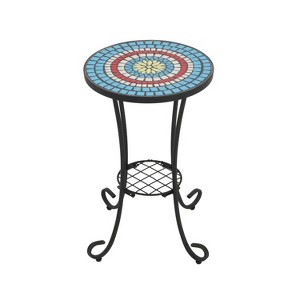 Christopher Knight Home Jaxon Patio Iron and Ceramic Tile Accent Table with Shelf - 1 of 4