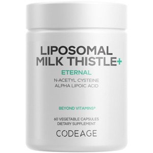 Codeage Liposomal Milk Thistle+ Supplement - Silymarin from Silybum Marianum, NAC, Artichoke Leaf, Dandelion Root, Alpha Lipoic Acid, 60 Capsules - 1 of 4