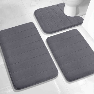 BAGOKIE 3-Piece Memory Foam Bath Mat Set - 1 of 4