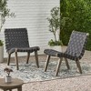 Akoasm Modern Rope-Woven Outdoor Lounge Chair with Rosewood Frame-Black - 4 of 4