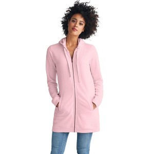 ellos Plus Size French Terry Long Zip Front Hoodie - 1 of 4