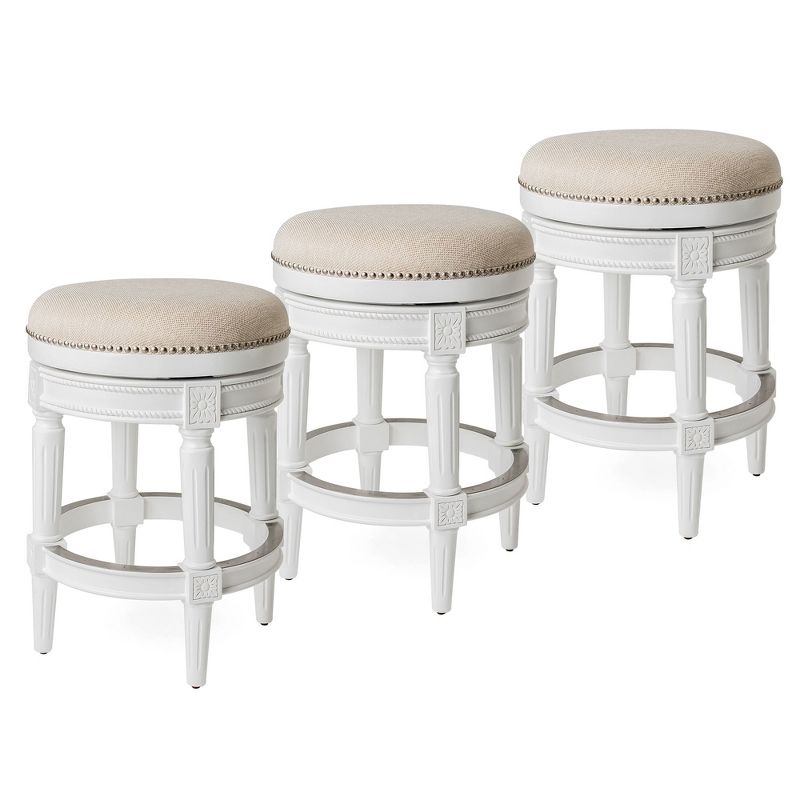 Maven Lane Pullman Backless Upholstered Kitchen Stool with Fabric Cushion Seat, Set of 3, 1 of 7