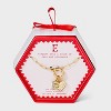 14K Gold Dipped Cubic Zirconia Puffy Heart Charm Initial Necklace - A New Day™ Gold - 3 of 4