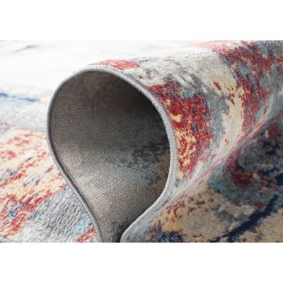 Jasper 8' x 10' Grey and Red Abstract Synthetic Rug