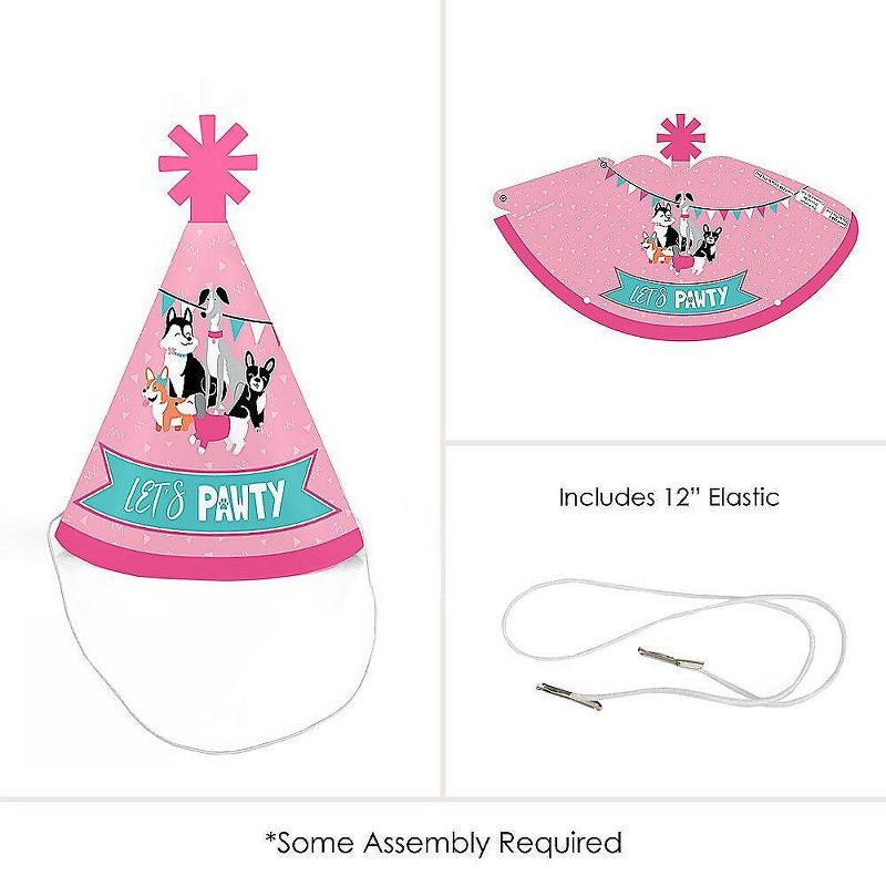 Big Dot of Happiness Pawty Like a Puppy Girl - Mini Cone Pink Dog Baby Shower or Birthday Party Hats - Small Little Party Hats - Set of 8, 3 of 9