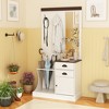 FUFU&GAGA White Mudroom Organizer Sturdy Coat Rack with Mirror Hall Tree - 2 of 4