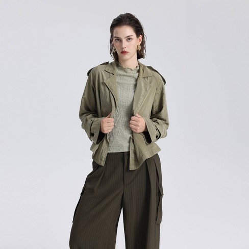 Women s Windbreaker Trench Coat A New Day Olive Green Target