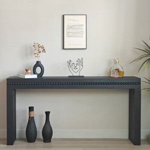 64'' Farmhouse Console Table,Rustic Wood Entryway Table with Beaded Edge,Classic Sofa Table for Hallway or Foyer-Baofuwish - 1 of 4