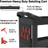 3 Tier Car Detailing Cart with Wheels, Car Wash Detail Trolley with Side Hanging Plate & Hooks（Black） - 4 of 4