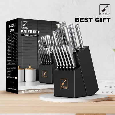 Knife Set-15PCS Kitchen Knife Set Japenese High Carbon Stainless Steel Knives Set, Dishwasher Safe Knife Block Set, Black